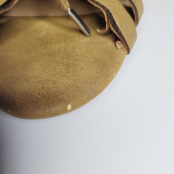 Call It Spring Black Heel Women's Tan 7.5 Strappy Zip Back-Lace Front 4" FLAWED - Picture 12 of 14